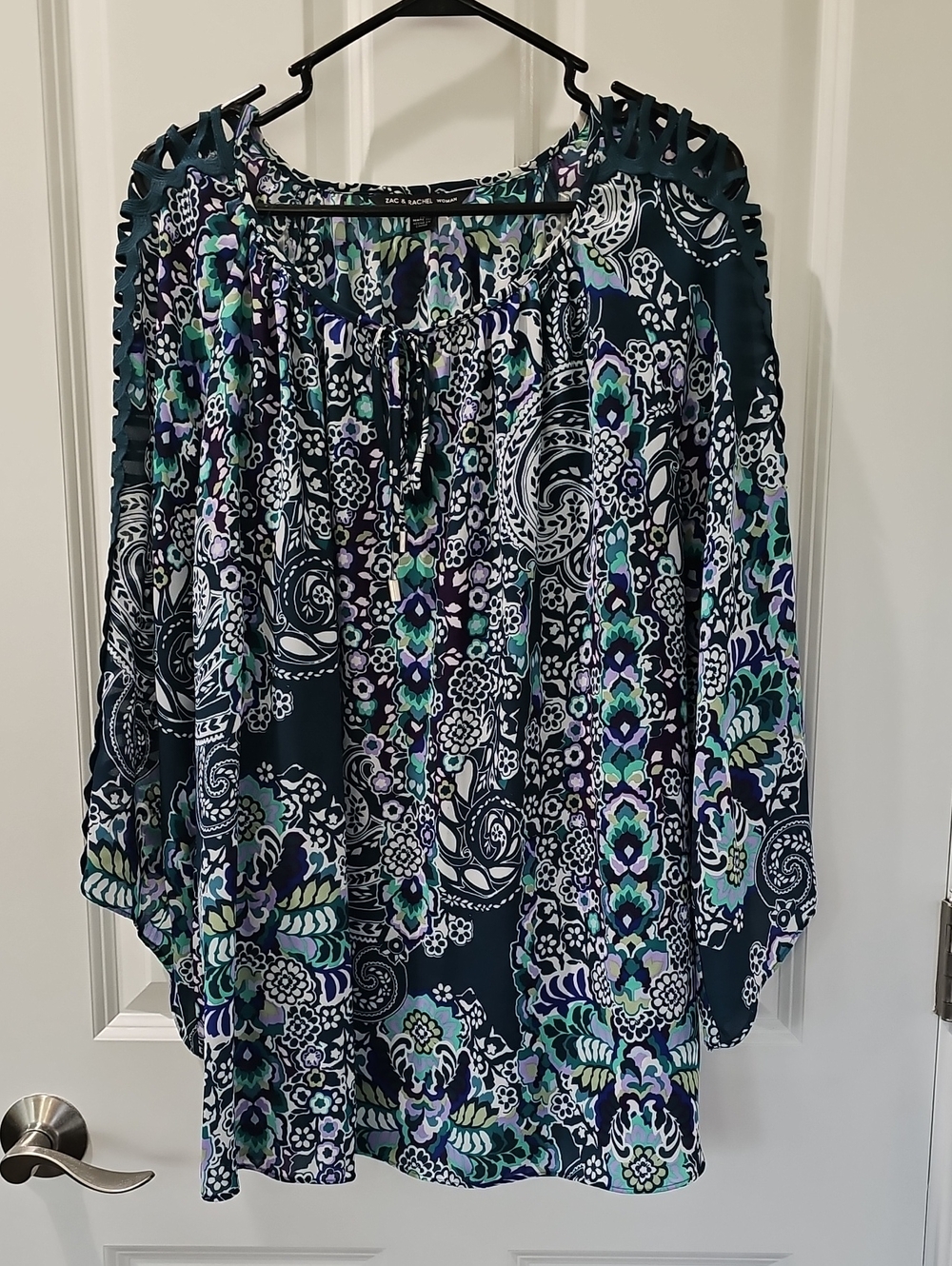 Zac & Rachel Multicolor Floral Paisley Top in Navy, Teal, Purple